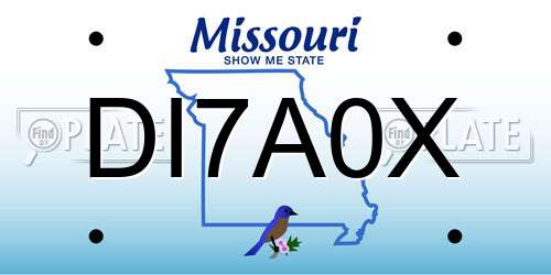 DI7A0X Missouri License Plate
