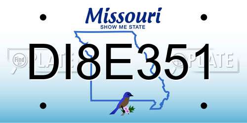 DI8E351 Missouri License Plate