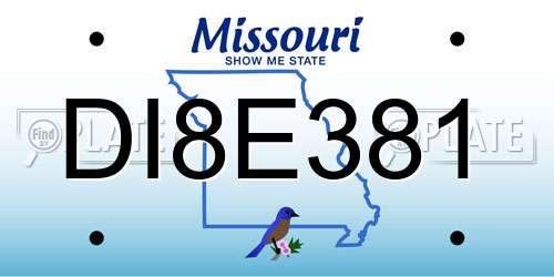DI8E381 Missouri License Plate