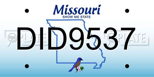 DID9537 Missouri License Plate