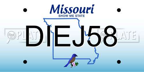 DIEJ58 Missouri License Plate
