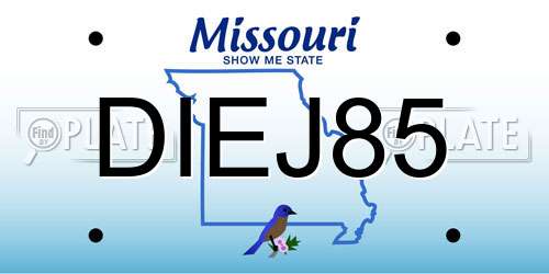 DIEJ85 Missouri License Plate