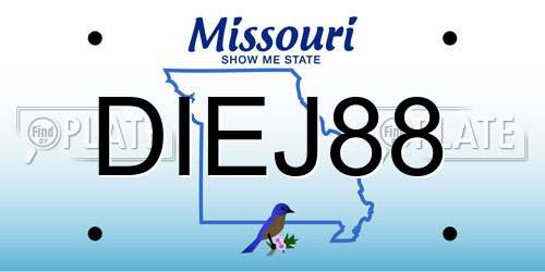 DIEJ88 Missouri License Plate