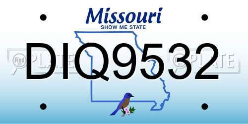 DIQ9532 Missouri License Plate