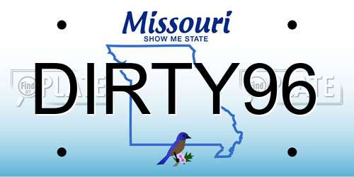 DIRTY96 Missouri License Plate