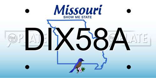DIX58A Missouri License Plate