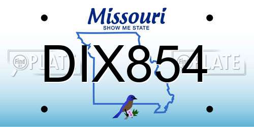 DIX854 Missouri License Plate