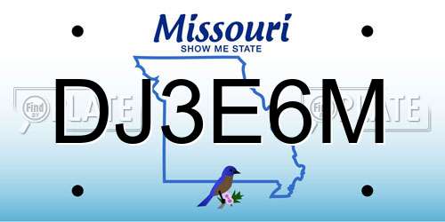 DJ3E6M Missouri License Plate