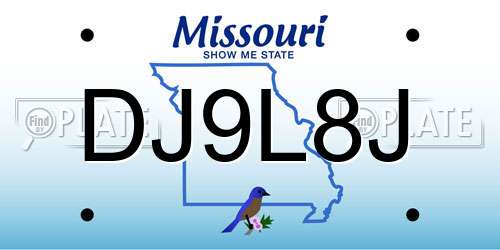 DJ9L8J Missouri License Plate