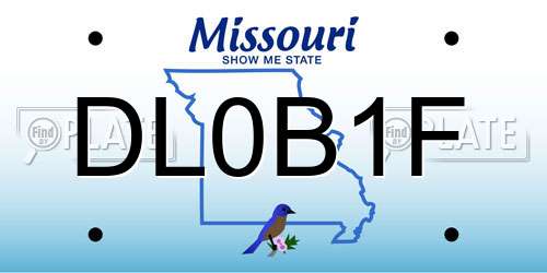 DL0B1F Missouri License Plate