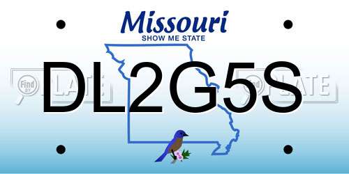 DL2G5S Missouri License Plate