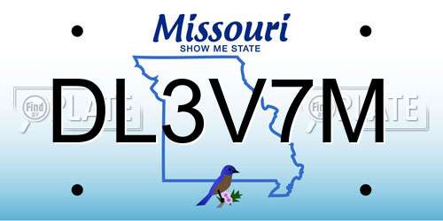DL3V7M Missouri License Plate