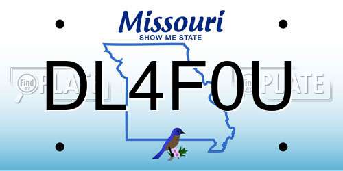 DL4F0U Missouri License Plate