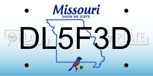 DL5F3D Missouri License Plate