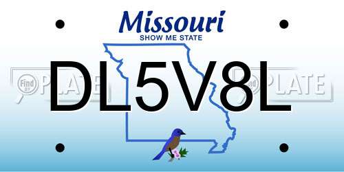 DL5V8L Missouri License Plate