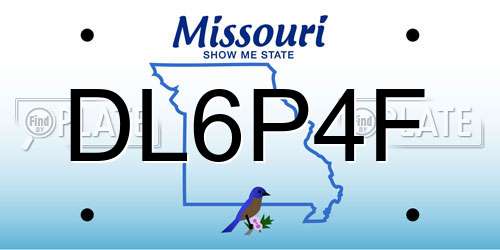 DL6P4F Missouri License Plate