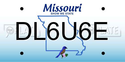 DL6U6E Missouri License Plate