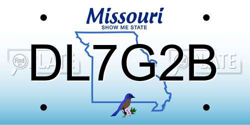 DL7G2B Missouri License Plate