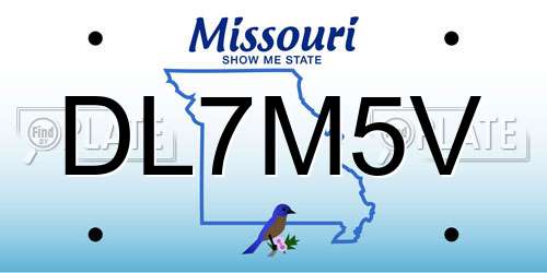 DL7M5V Missouri License Plate