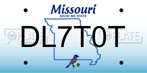 DL7T0T Missouri License Plate