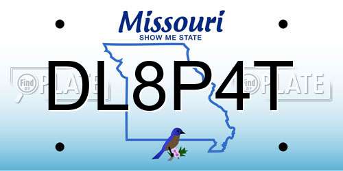 DL8P4T Missouri License Plate