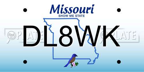 DL8WK Missouri License Plate