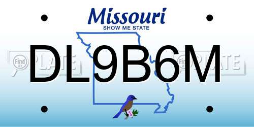 DL9B6M Missouri License Plate
