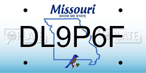 DL9P6F Missouri License Plate