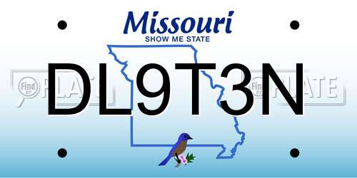 DL9T3N Missouri License Plate