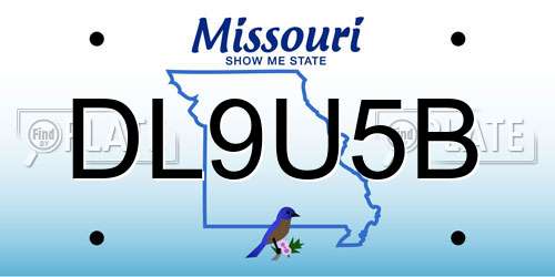 DL9U5B Missouri License Plate