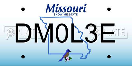 DM0L3E Missouri License Plate