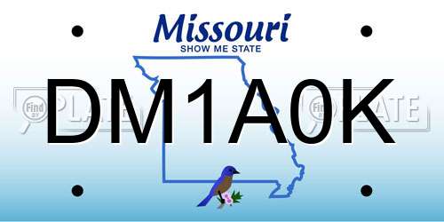 DM1A0K Missouri License Plate
