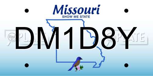 DM1D8Y Missouri License Plate