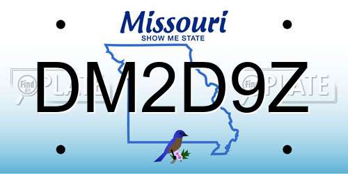 DM2D9Z Missouri License Plate