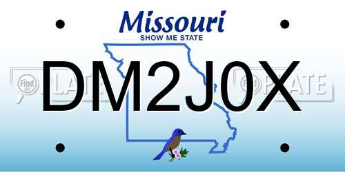 DM2J0X Missouri License Plate