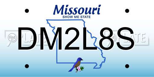 DM2L8S Missouri License Plate