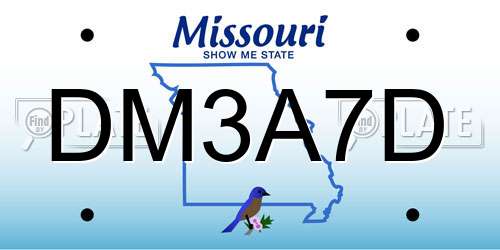 DM3A7D Missouri License Plate