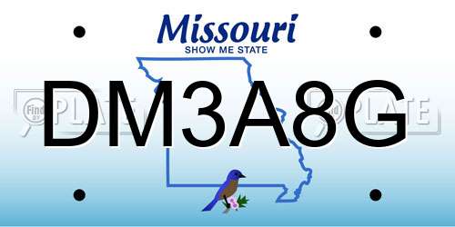 DM3A8G Missouri License Plate