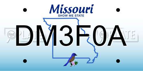 DM3F0A Missouri License Plate