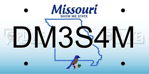 DM3S4M Missouri License Plate