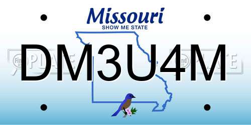 DM3U4M Missouri License Plate