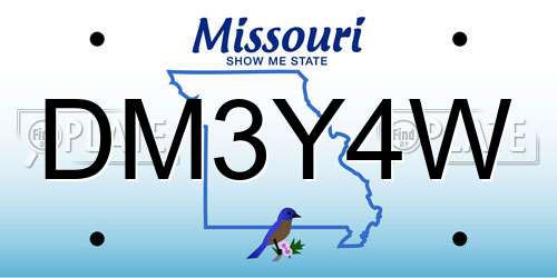 DM3Y4W Missouri License Plate