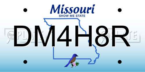 DM4H8R Missouri License Plate