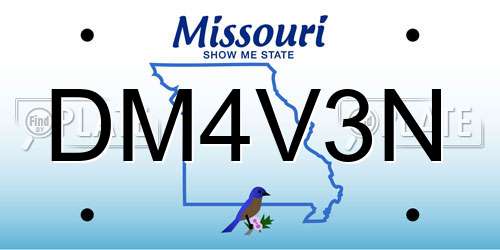 DM4V3N Missouri License Plate