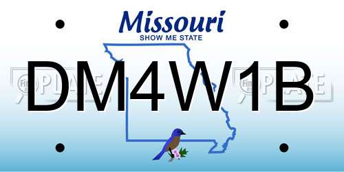 DM4W1B Missouri License Plate