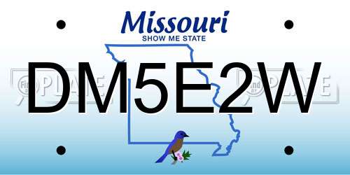 DM5E2W Missouri License Plate
