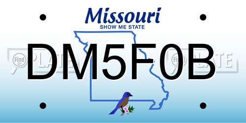 DM5F0B Missouri License Plate