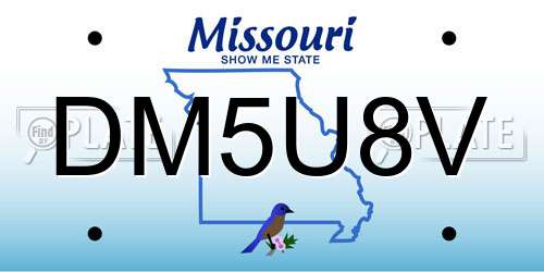 DM5U8V Missouri License Plate
