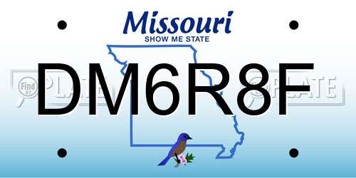 DM6R8F Missouri License Plate