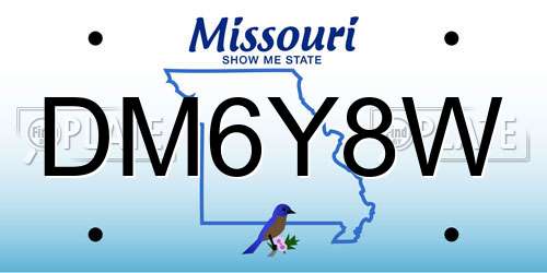 DM6Y8W Missouri License Plate